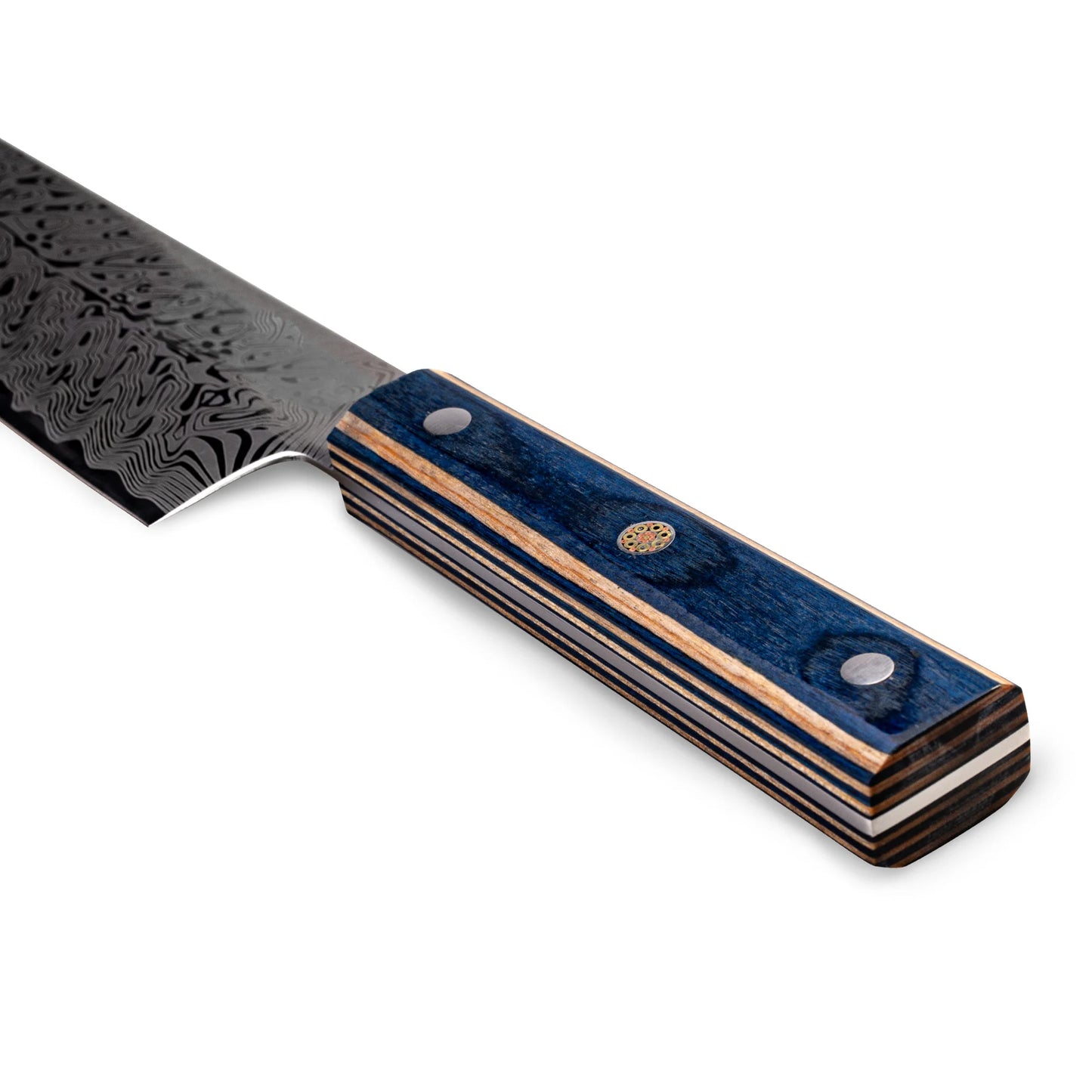 Damascus Pattern Santoku Knife for Cutting Meat and Vegetables 20cm
