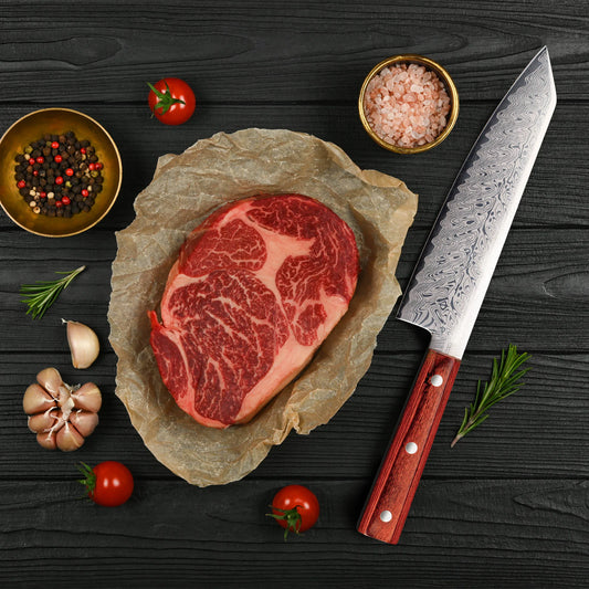 Damascus Pattern Santoku Knife for Cutting Meat and Vegetables 20cm